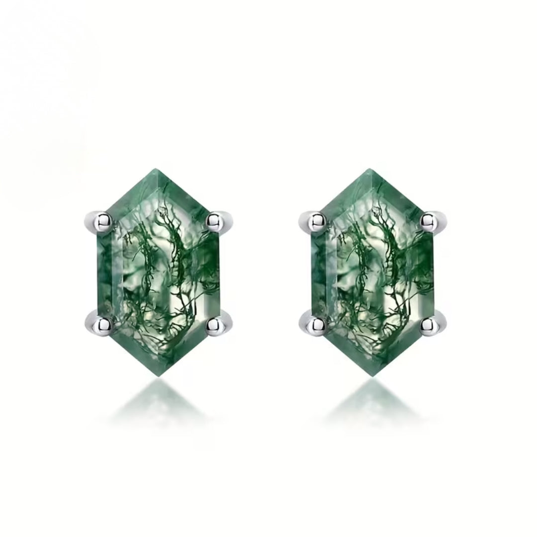 Moss Agate Stud Earrings
