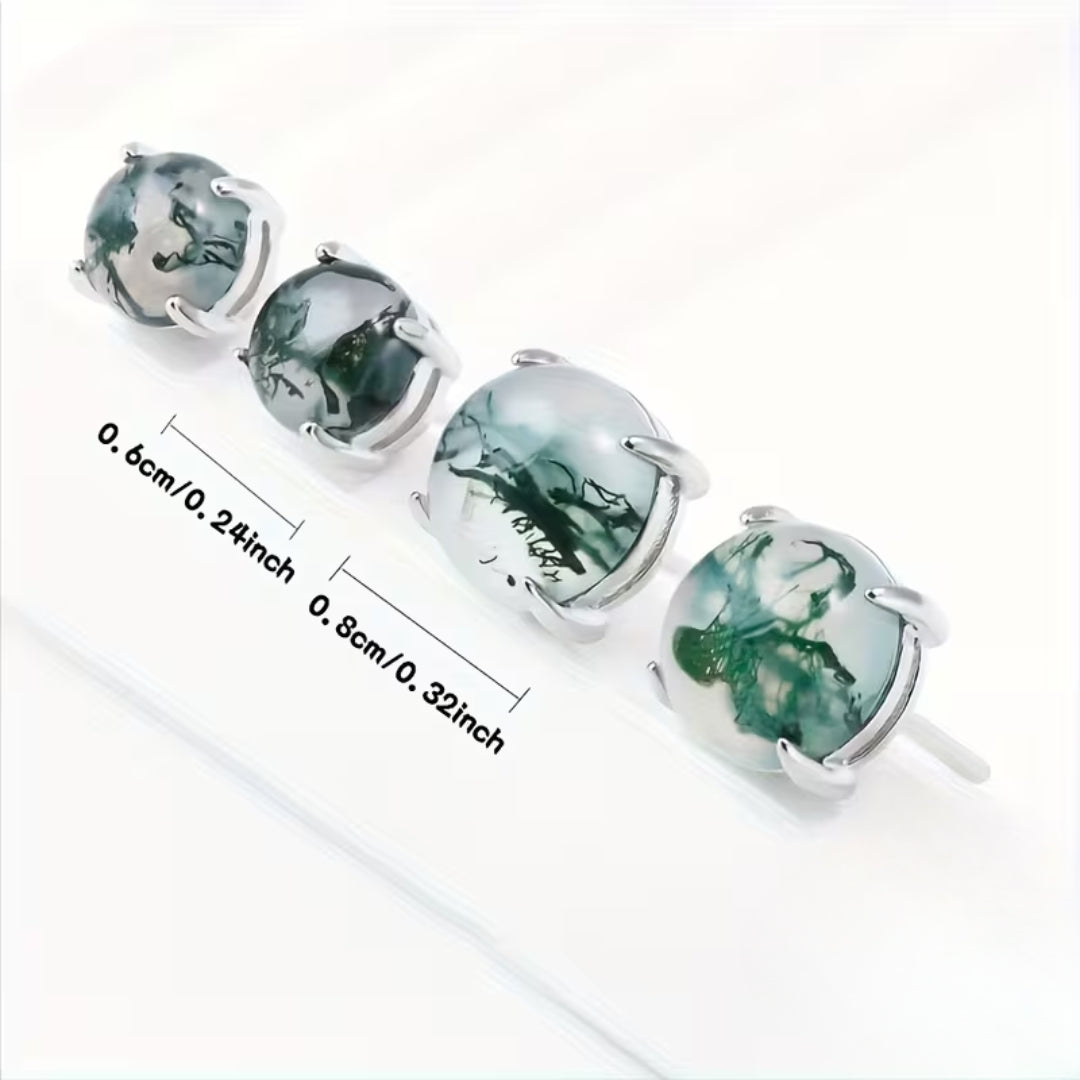 Moss Agate Round Earrings