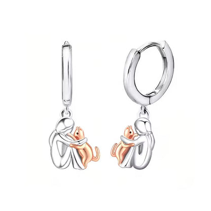 Cat Hug Pendant Necklace with Bonus Earrings â€“ Limited Time Offer