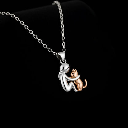 Cat Hug Pendant Necklace with Bonus Earrings â€“ Limited Time Offer