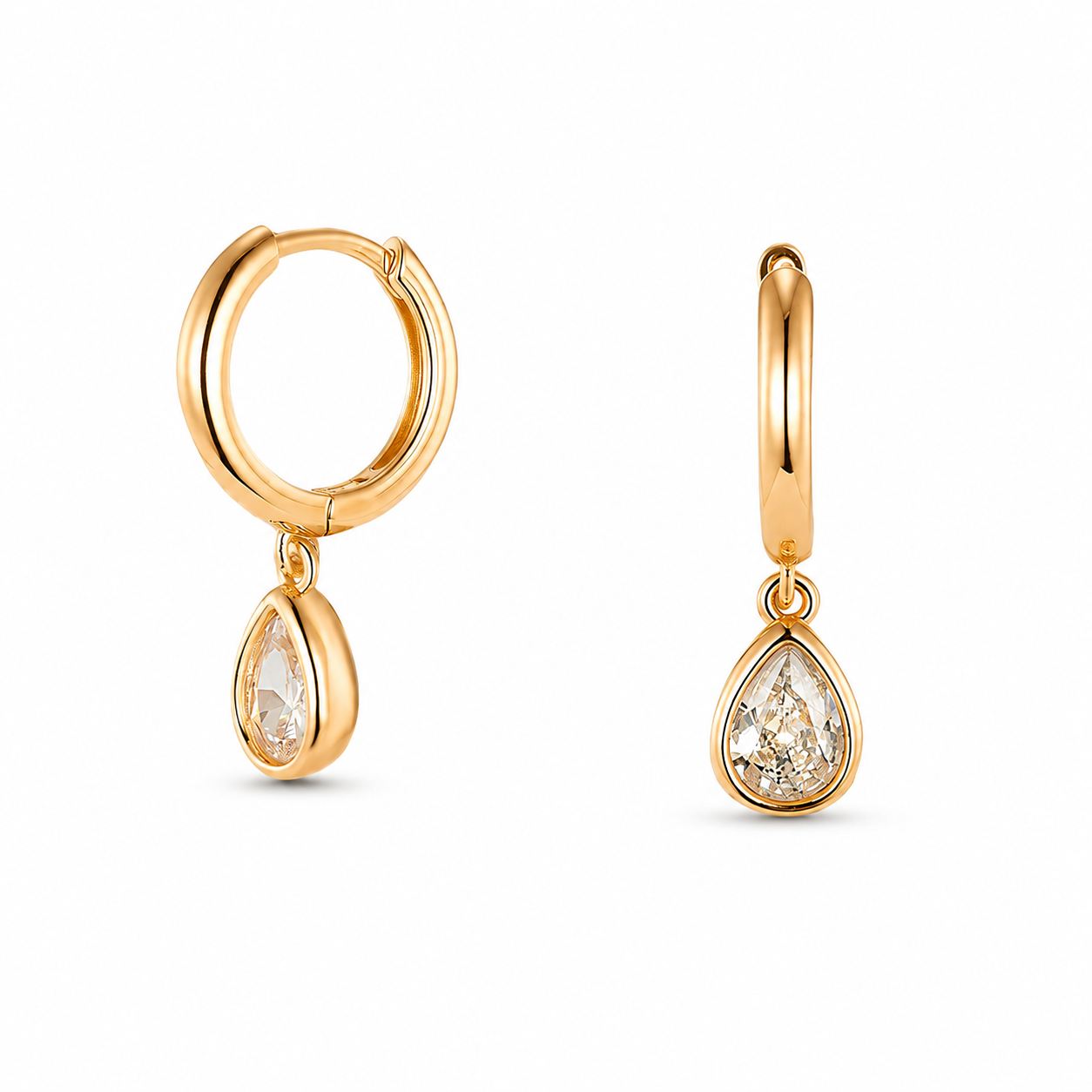 Teardrop Hoop Earrings | Gold