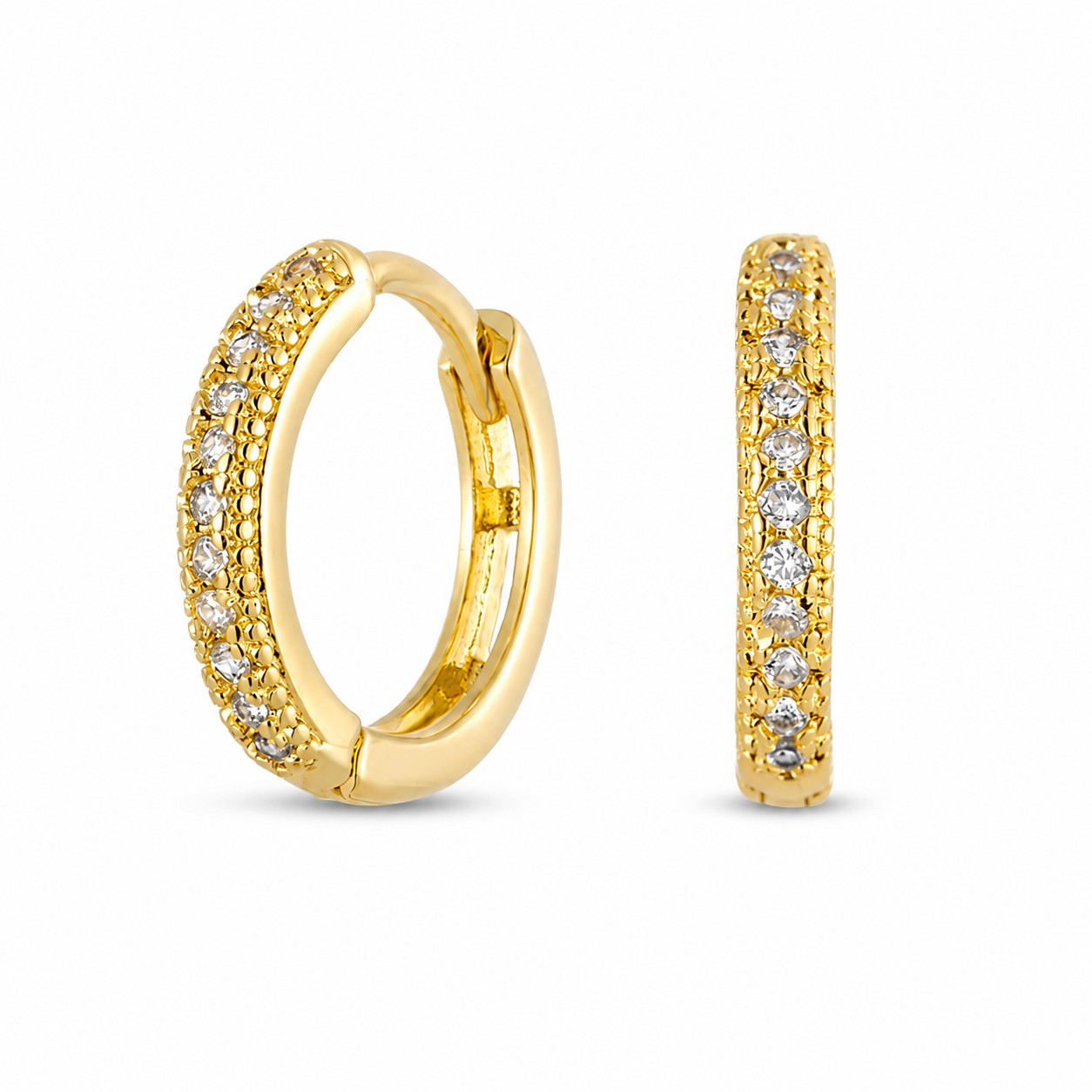 Double Row Zircon Hoop Earrings | Gold
