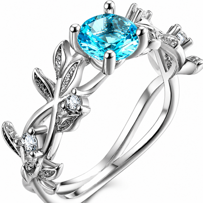 Aquamarine Vine Ring | Silver