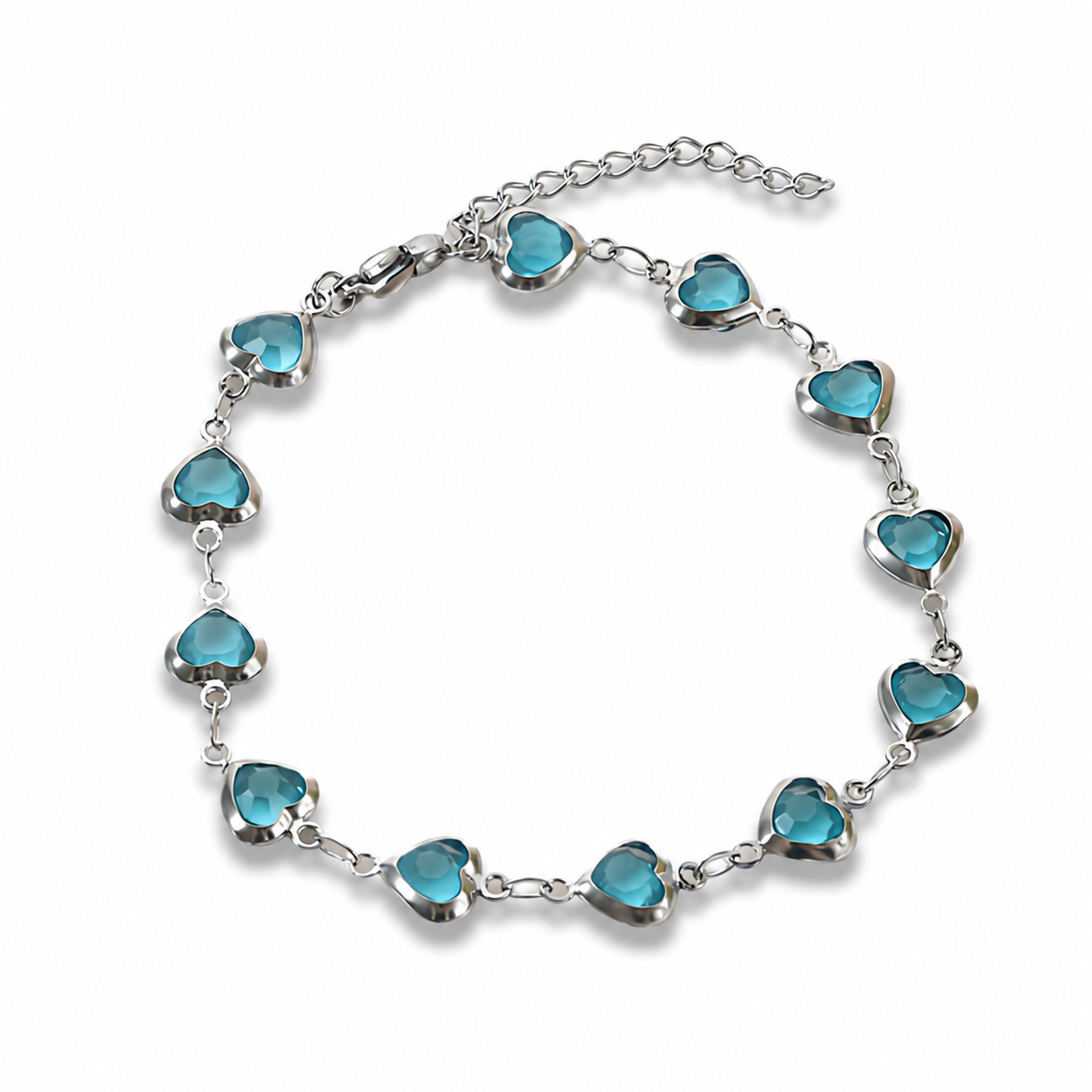 Elegant Heart Crystal Bracelet | Silver
