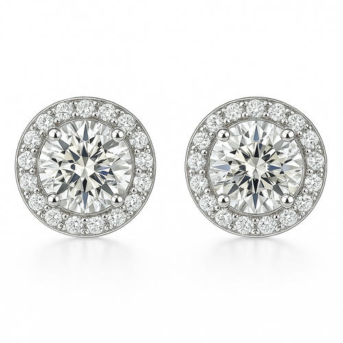 Glacé Glamour round Earrings | White gold 16k