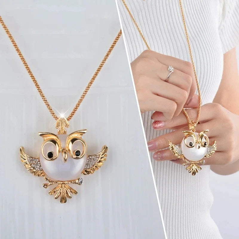 Opal Owl Wisdom Pendant Necklace