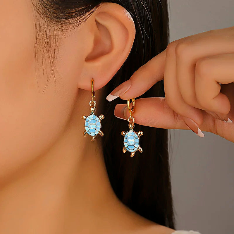 Sea Turtle Huggie Earrings Ocean Charm