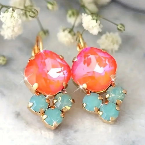 Red & Blue Glass Earrings
