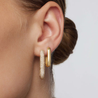 Large Icon PavÃ© Hoops | Gold 16k