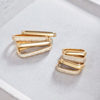 Large Icon PavÃ© Hoops | Gold 16k