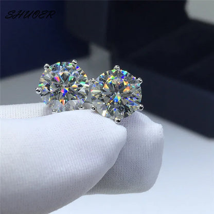 Rounded Crystal Silver Earrings