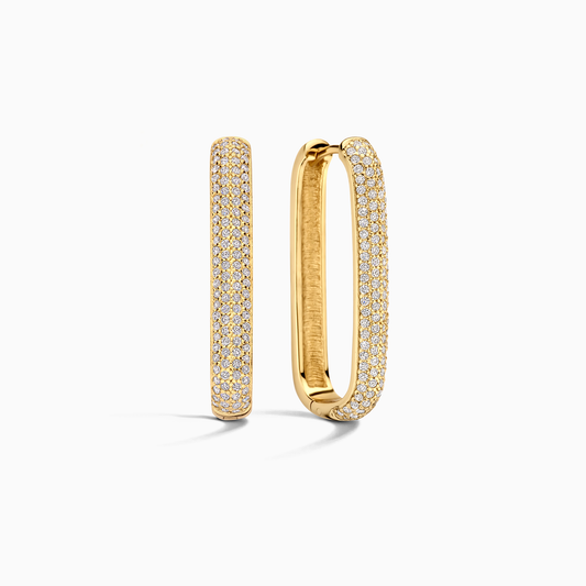 Large Icon PavÃ© Hoops | Gold 16k