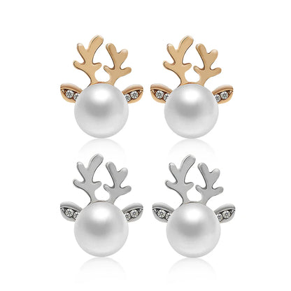 Christmas Reindeer Pearl Earrings
