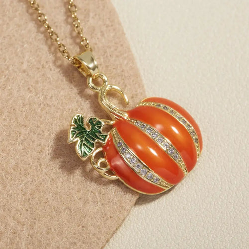 Pumpkin Enamel Necklace