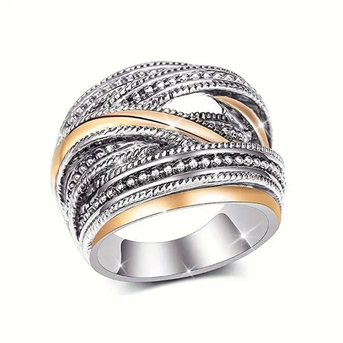 Gold & Silver Layered Beads Ring