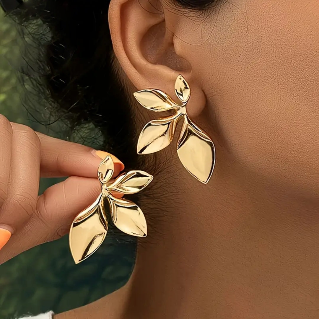 Golden Irregular Leaf Earrings