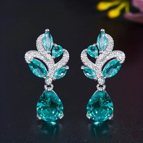 Turquoise Glass Flower Earrings
