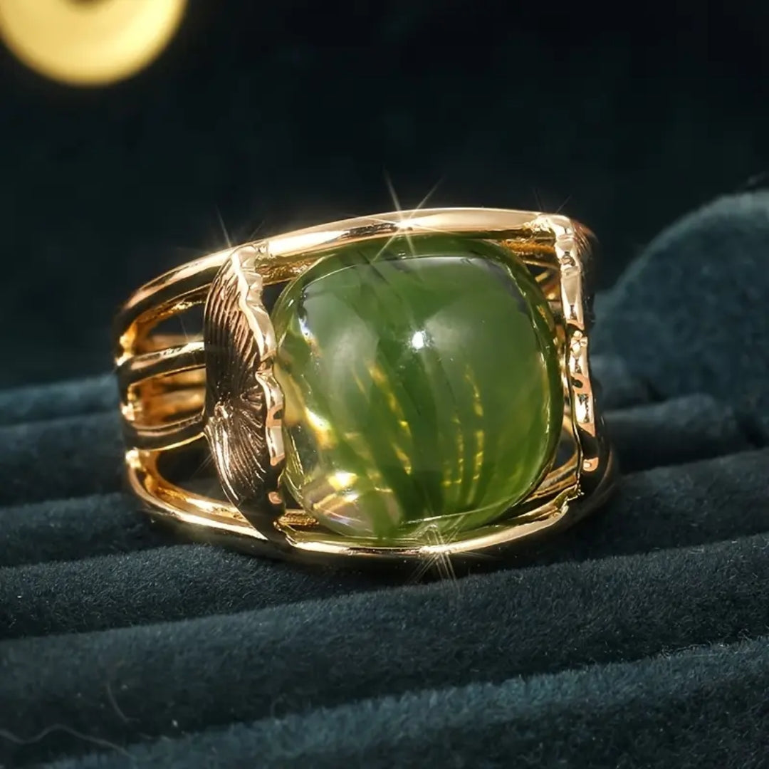 Olive Bright Glass Gold Ring