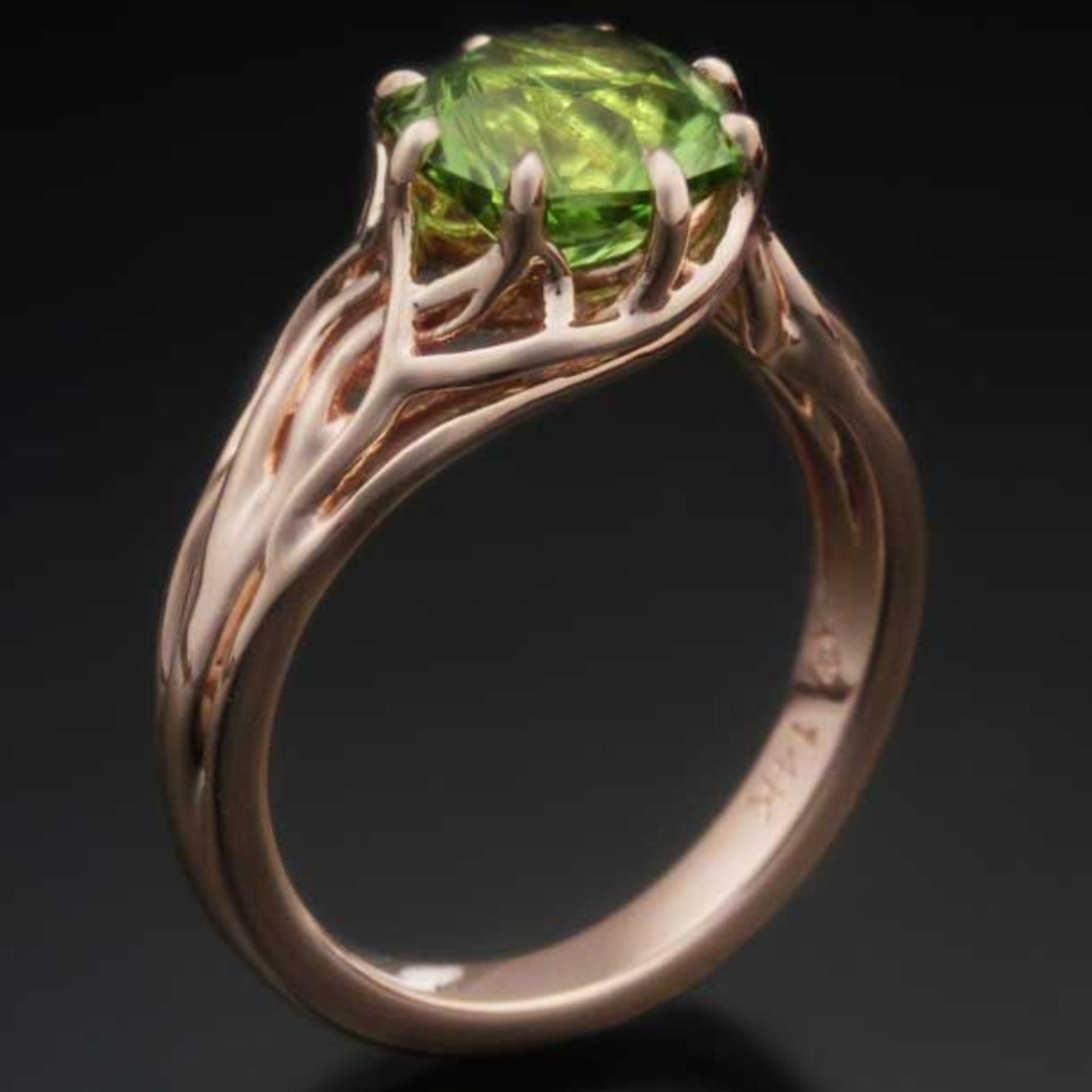 Olive Crystal Rose Ring