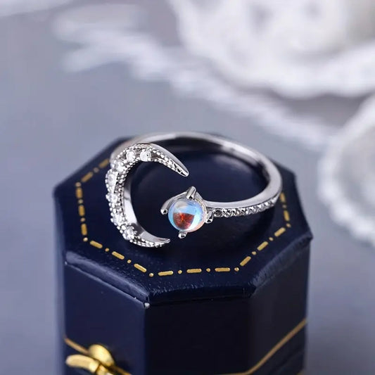 Crystal Moonlight Silver Ring