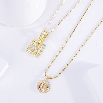 Moissanite letter initial necklace set | Gold 18k
