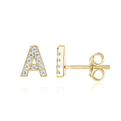 Initial Earring 1pc | White Gold 16k
