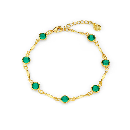 Emerald Link Chain Bracelet | Gold 18k