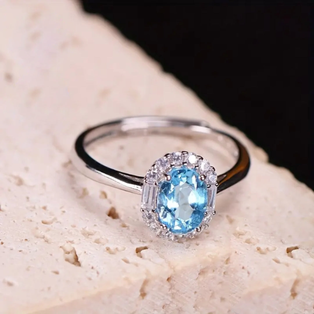 Blue Sparkling Glass Ring