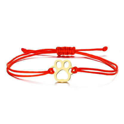 Paw Print Cord Bracelet â€“ Adjustable Black and Red Design