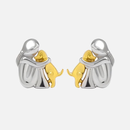 Silver and Gold Two-Tone Hug Earrings