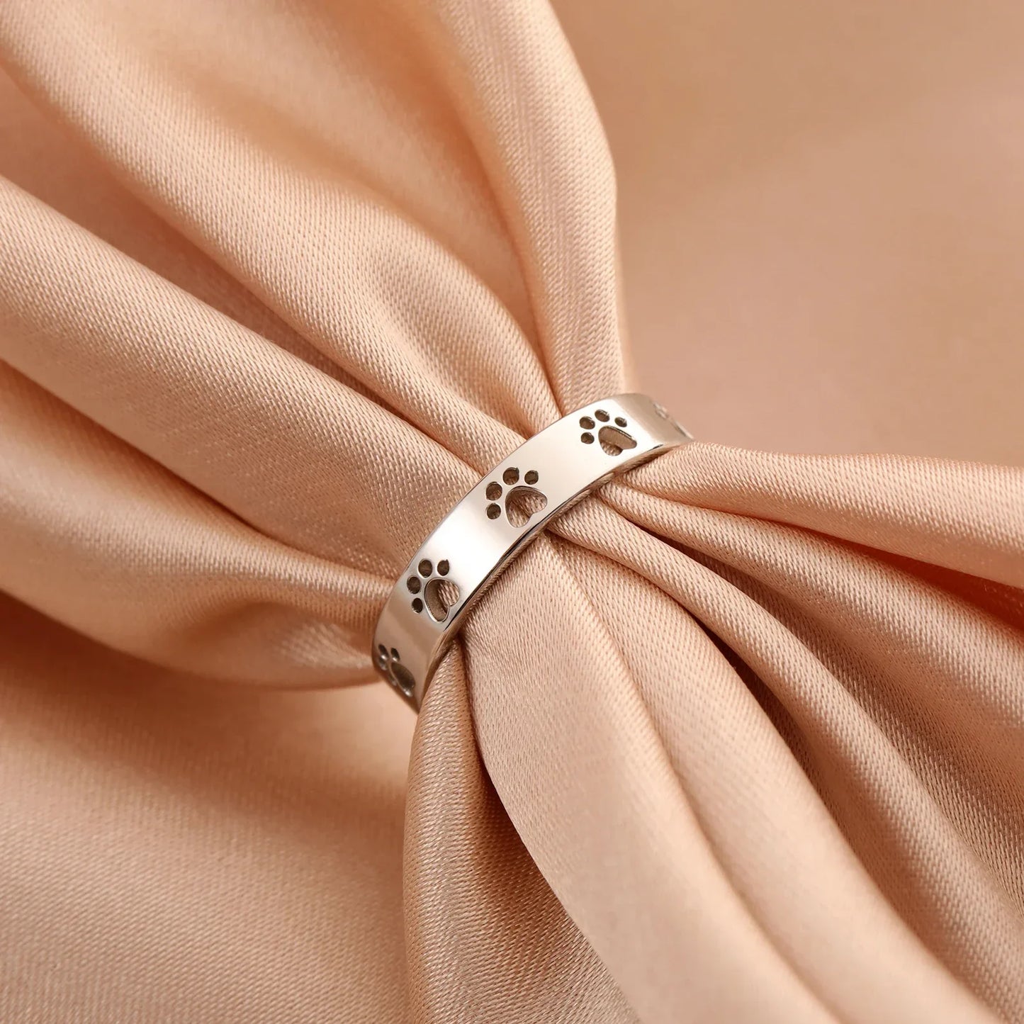 Gold-Tone Paw Print Ring â€“ Stainless Steel