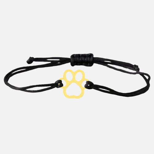 Paw Print Cord Bracelet â€“ Adjustable Black and Red Design