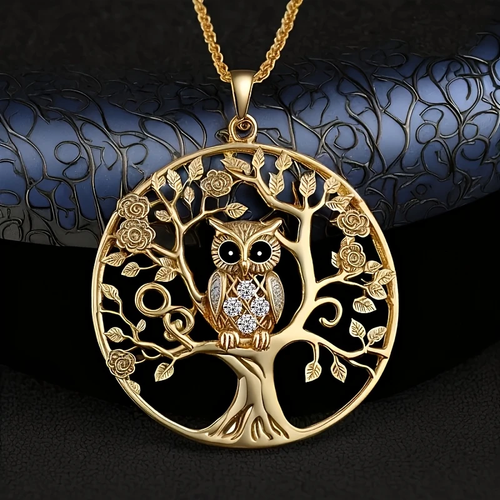 Golden Owl Tree of Life Necklace
