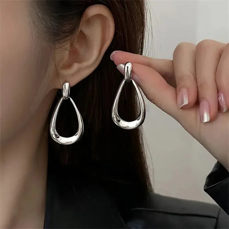 Dangle Hoop Silver Earrings