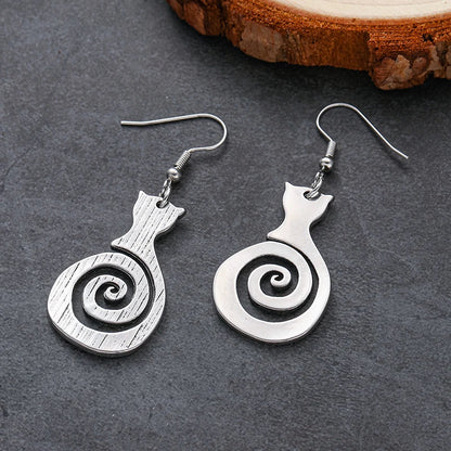 Vintage Cat Spiral Earrings