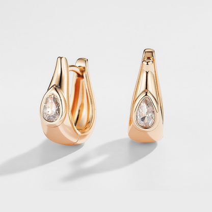 Crystal Drop Huggie Earrings | Gold