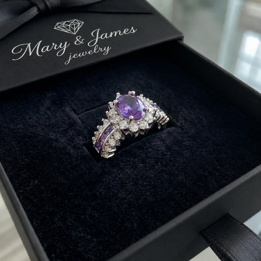 Amethyne Twilight Crown Ring | White Gold