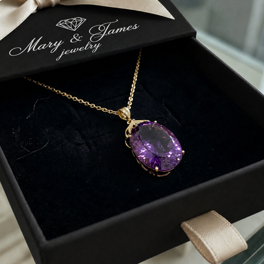 Amethyst Imperial Oval Necklace | Gold