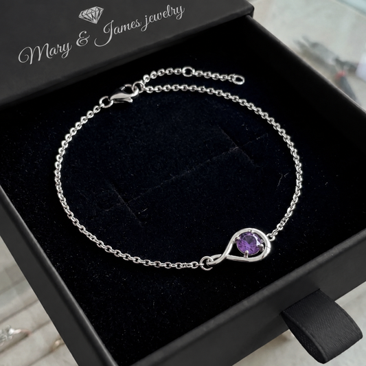 Amethyst Infinity Bracelet | White Gold