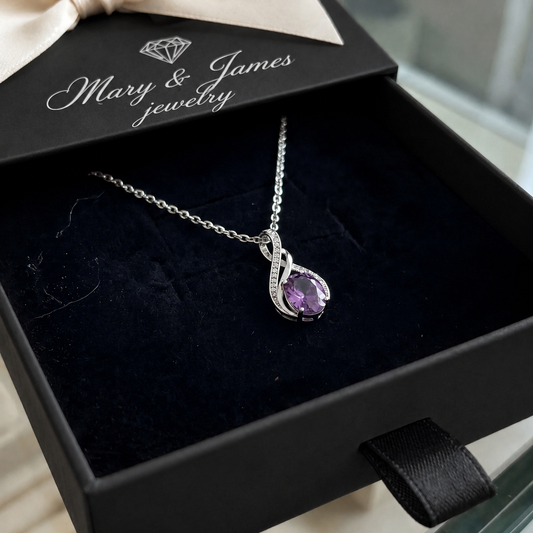 Amethyst Infinity Pave Necklace | White Gold