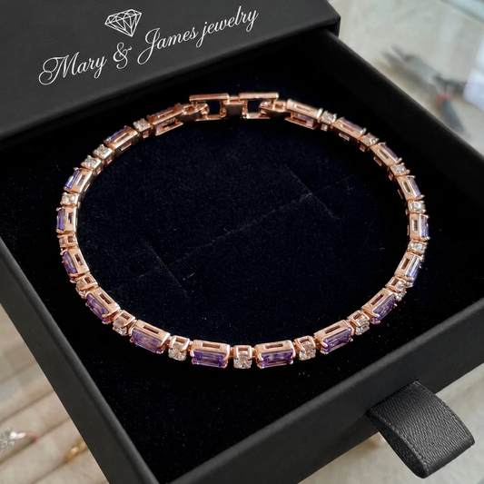 Amethyst Prism Tennis Bracelet | Rose Gold