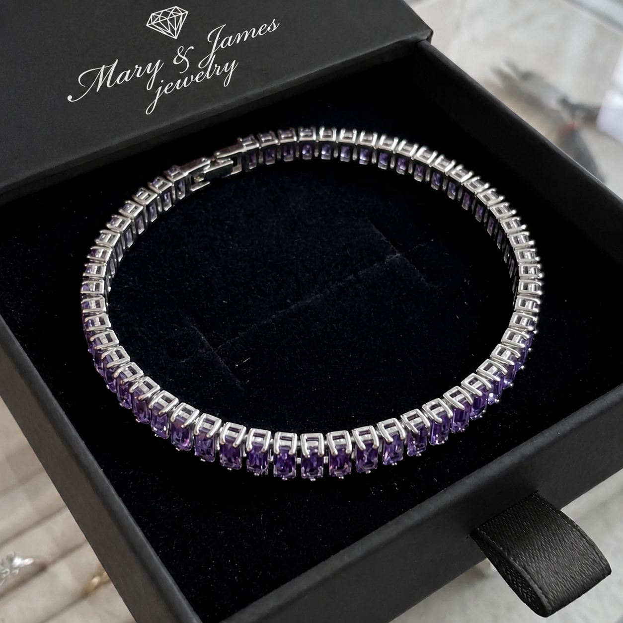 Amethyst Vertéa Tennis Bracelet | White Gold