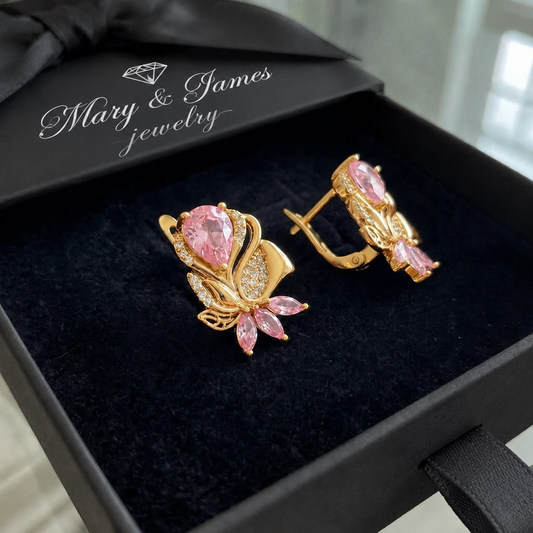 Amorette Rosepetal Earrings | Rose Gold