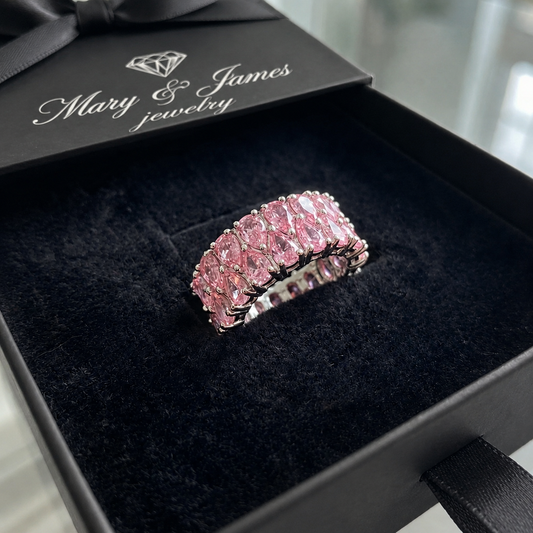 Blush Cascade Eternity Ring | White Gold