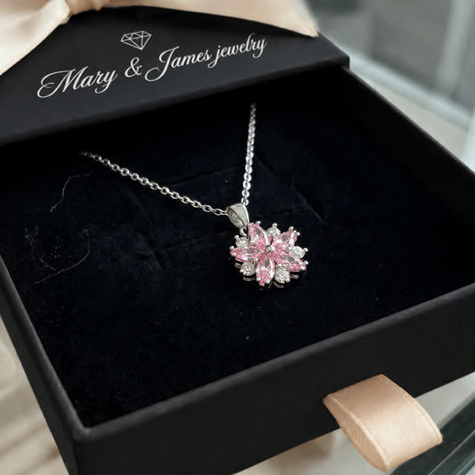 Cherry Blossom Necklace | White Gold