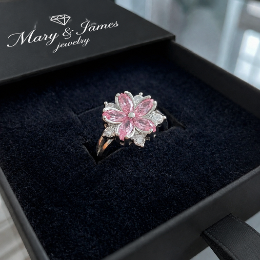 Cherry Blossom Ring | White Gold
