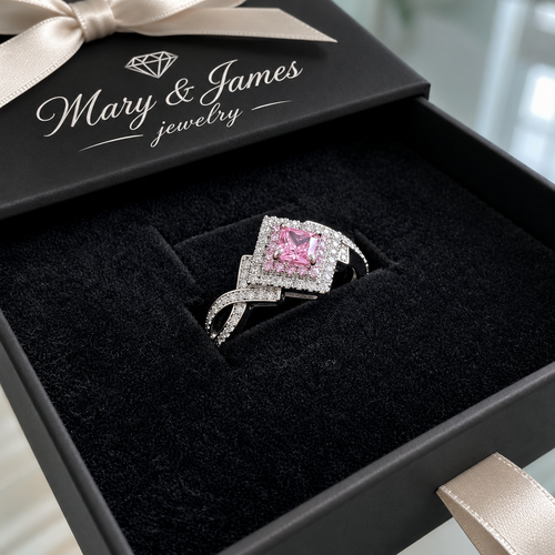 Couture Pave Square Ring | White Gold