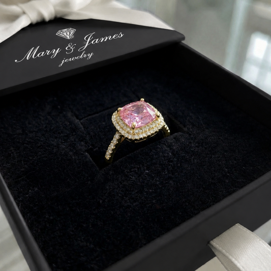 Cushion Pink Sapphire Ring | Gold