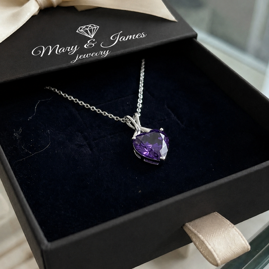 Heart of Violet Necklace | White Gold