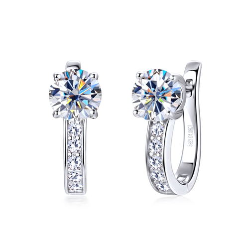 Channel Moissanite Huggie Earrings | White gold 18k